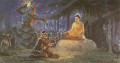 Buddha wiederholte einen hochmütigen Einsiedler Saccaka, nachdem er den Buddhismus besiegt hatte